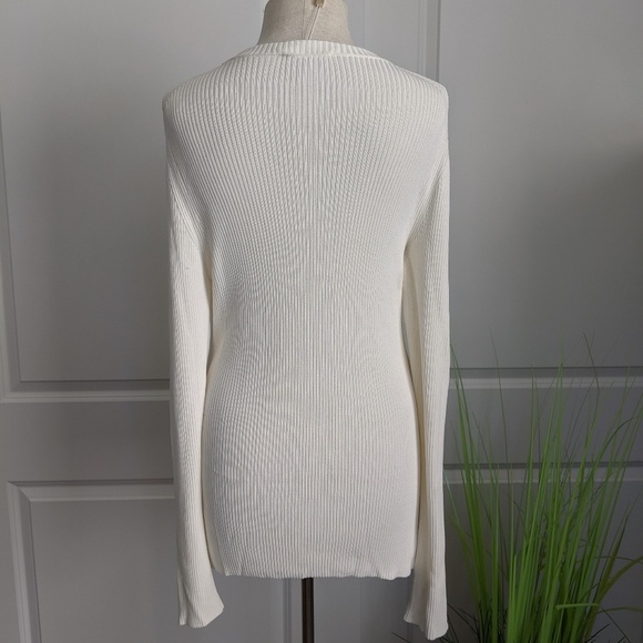 Hugo Boss BOSS Top Rib Knit Fitted Long Sleeve Crew Neck Winter White XL NWT - Picture 6 of 8